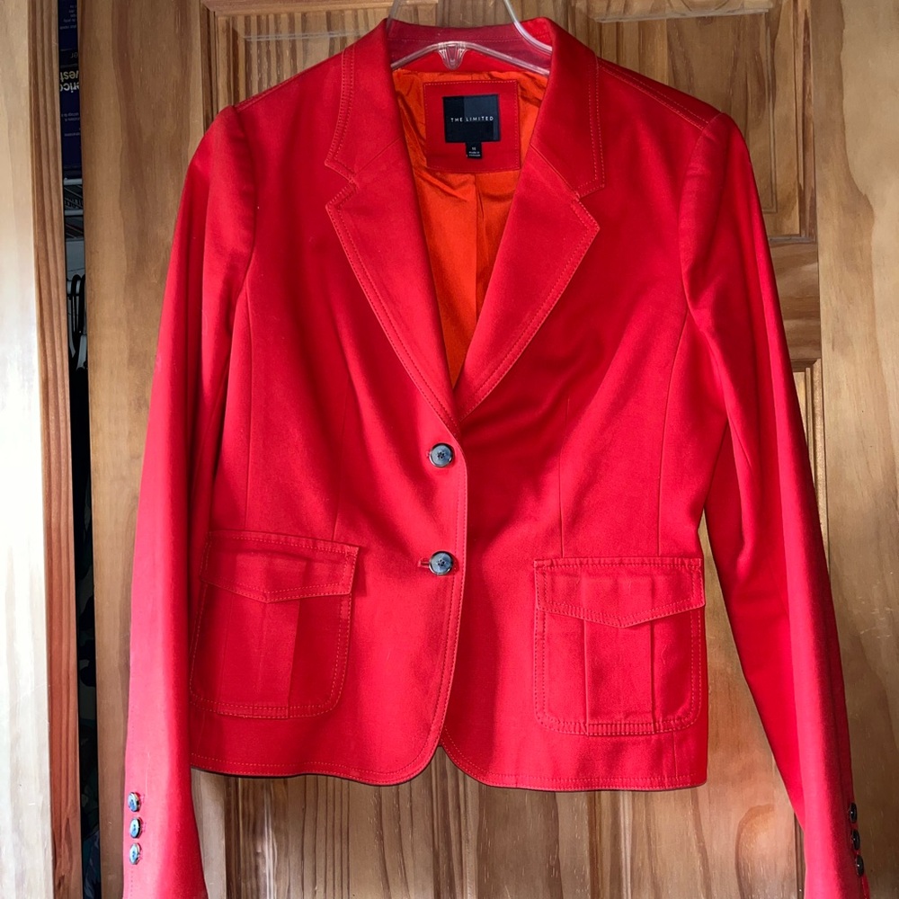 The Limited cropped jacketed. Beautiful red. Never worn